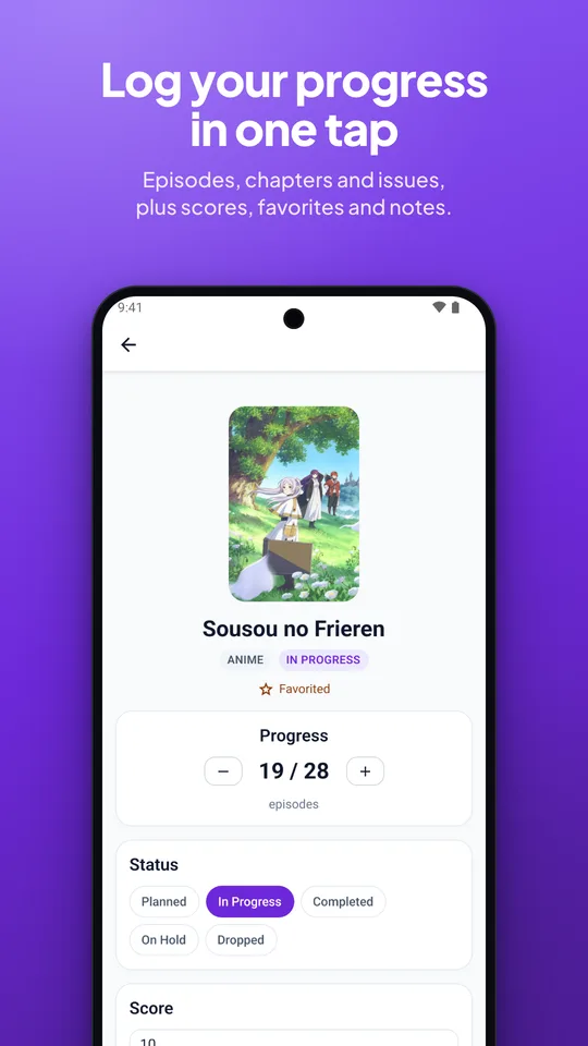 Log your progress in one tap