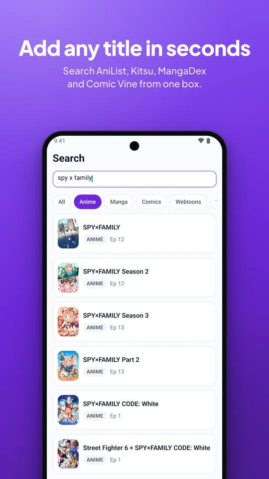 Add any title in seconds
